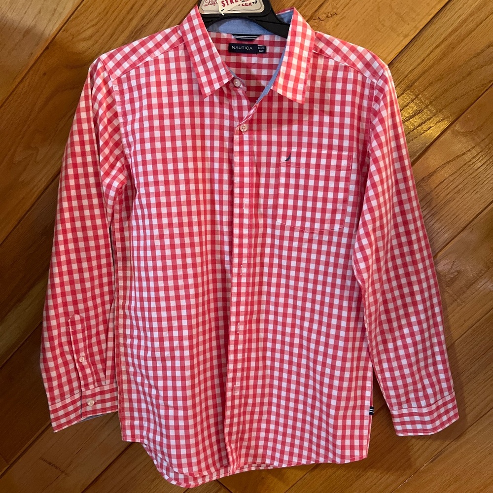 Nautica Youth XL (18-20) Button Down Pink Checked